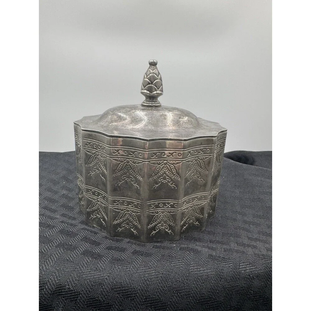 Vintage 1991 Godinger Silver Plated Velvet Lined Jewelry Trinket Box With Lid